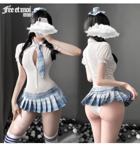 FEE ET MOI Sexy Schoolgirls Bodysuit (White - Blue)
